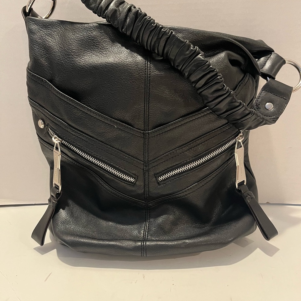 B.Makowsky Black Leather Harley Vibes Shoulder Bag A201626 SALE!!!